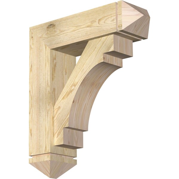 Ekena Millwork Merced Arts and Crafts Rough Sawn Bracket w/ Offset Brace, Douglas Fir, 8"W x 28"D x 32"H BKT0806X28X32MRC03RDF - main